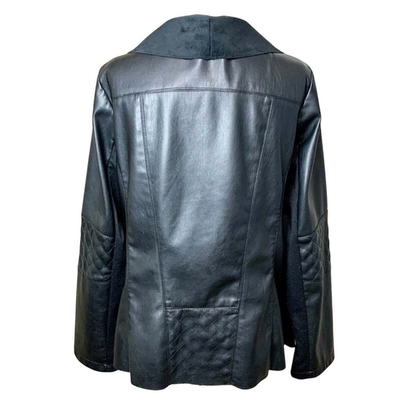ALFANI Faux Leather and Suede Feel Waterfall Open Front Jacket - Picture 6 of 13